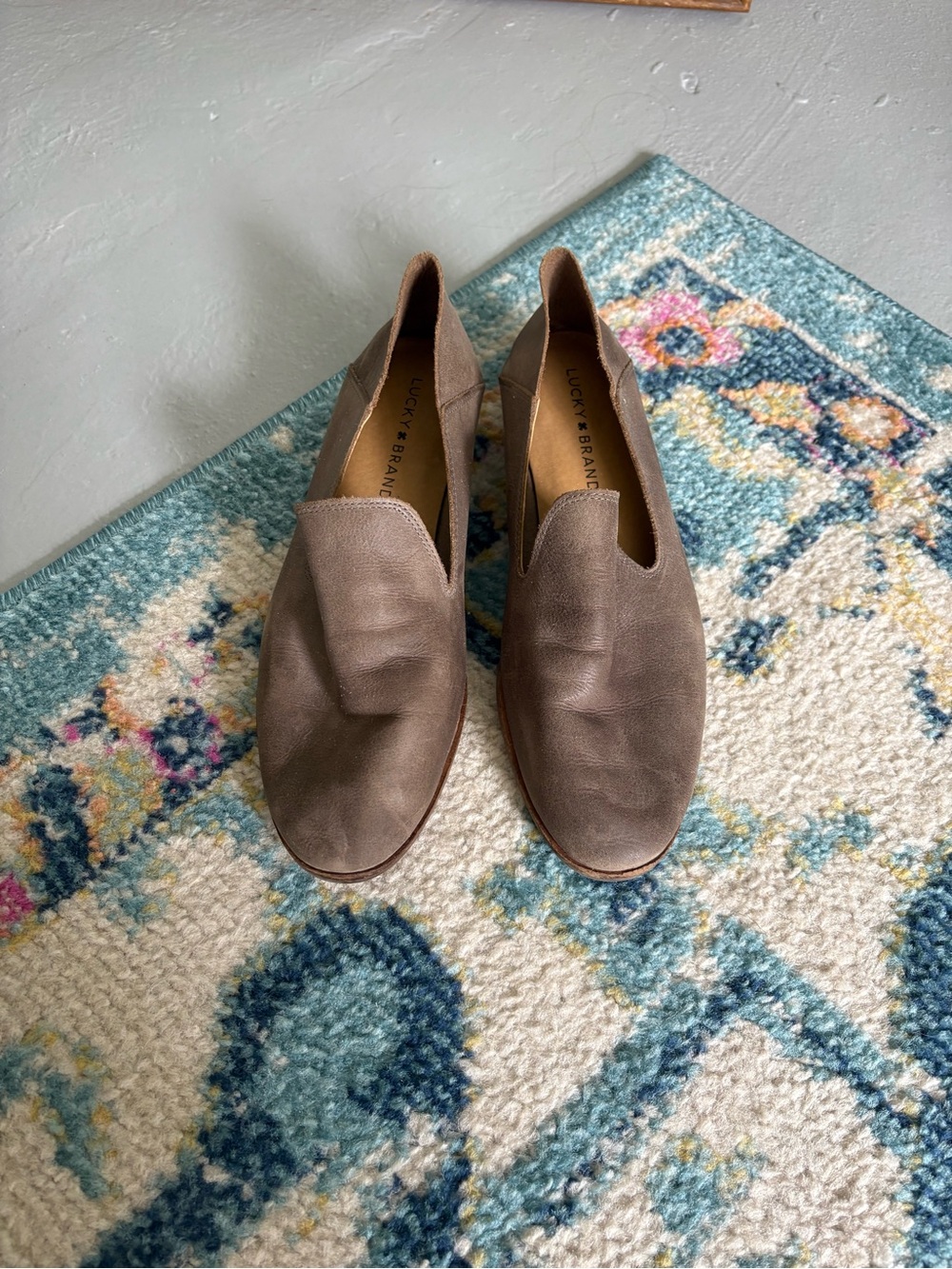 Lucky Brand Taupe Slip-On Leather Loafers